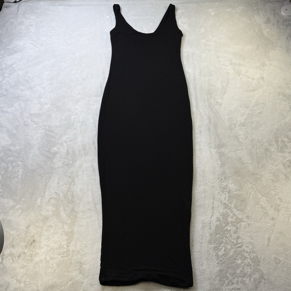 Naked Wardrobe Smooth Sleeveless Maxi Dress Size S Black Minimalist Sleek Fitted